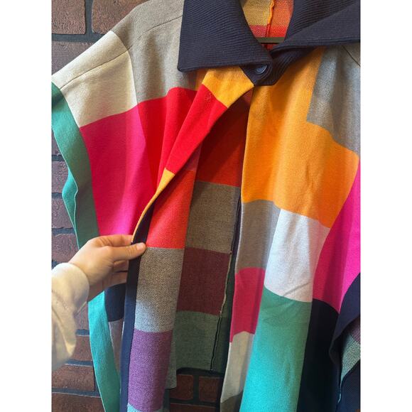 Renuar Ladies Sweater Colorful O/S Square Pattern NWT - Picture 3 of 14